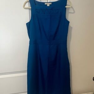 Banana Republic Blue Midi Sheath Dress with Scoop Neck and Sleeveless Design